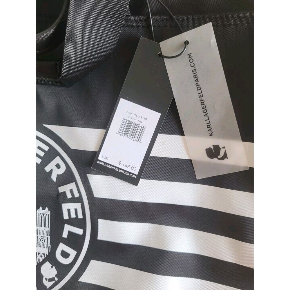 Karl Lagerfeld LH5AG807 Women's Black White Striped Large Tote - Picture 3 of 10